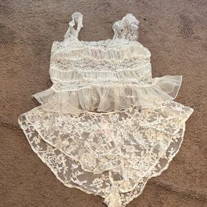 Victoria's Secret White Lace Chemise Set
